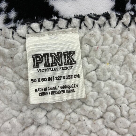 PINK Victoria’s Secret Sherpa Lined Blanket Fair Isle 50x60 - Picture 4 of 8